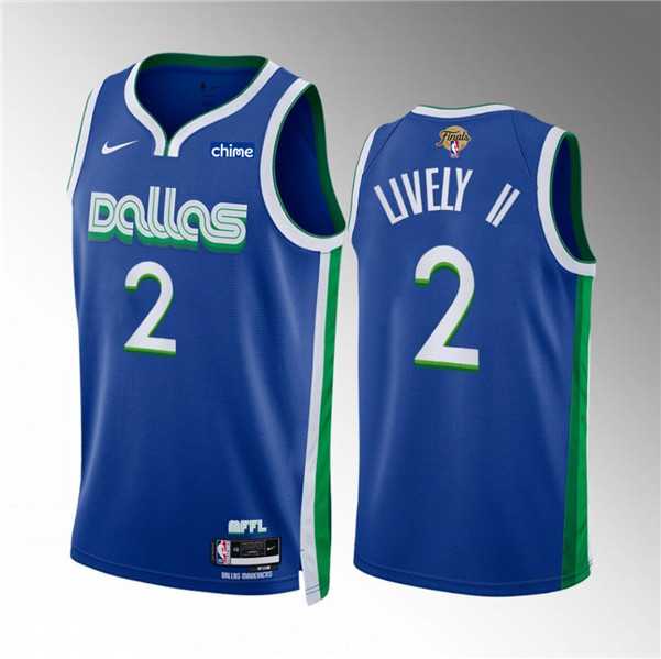 Men%27s Dallas Mavericks #2 Dereck Lively II Blue 2024 Finals City Edition Stitched Basketball Jersey Dzhi